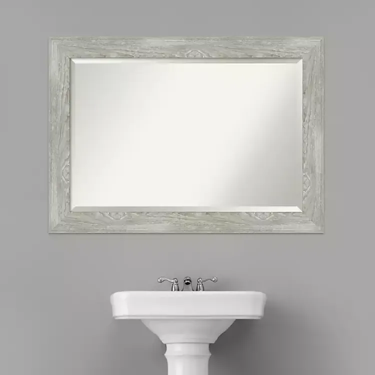 Kirklands Home Dove Gray Scoop Frame Beveled Mirror, 42x30 in. Online