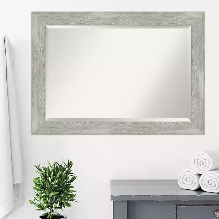 Kirklands Home Dove Gray Scoop Frame Beveled Mirror, 42x30 in. Online