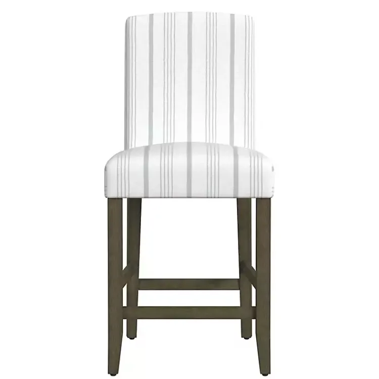 Kirklands Home Dove Gray Striped Upholstered Bar Stool Outlet