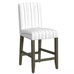 Kirklands Home Dove Gray Striped Upholstered Bar Stool Outlet