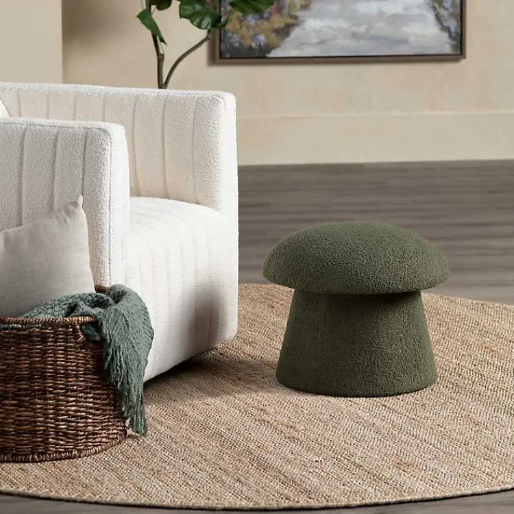 Kirklands Home Drak Boucle Mushroom Storage Ottoman Green Online
