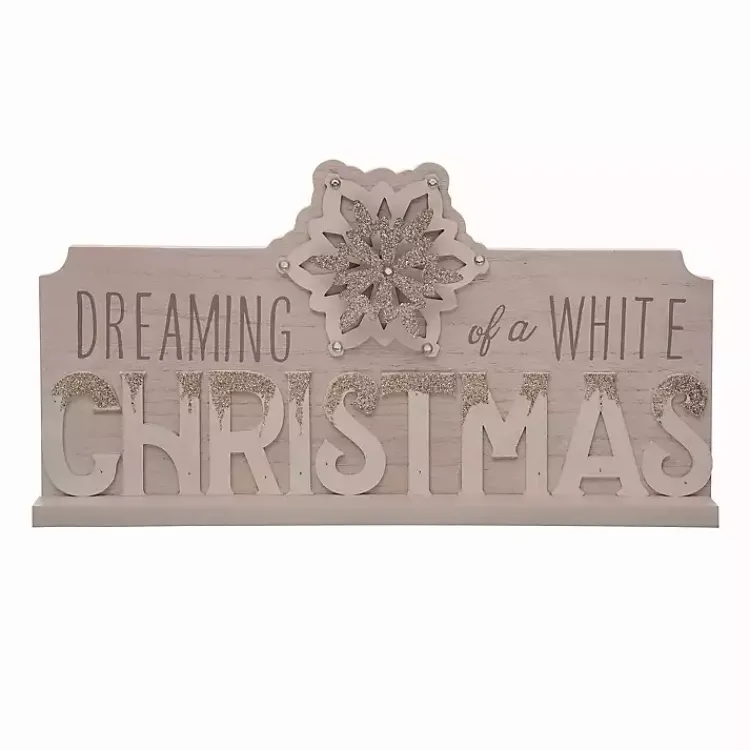 Christmas Decorations>Kirklands Home Dreaming of a Christmas Tabletop Sign White