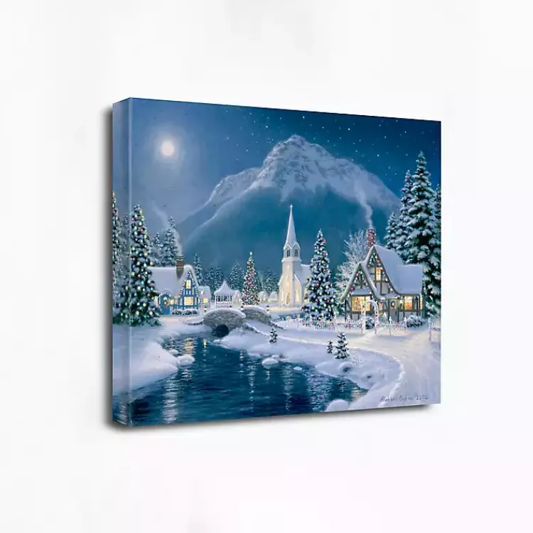 Christmas Art & Wall Decor>Kirklands Home Dreamy Christmas Village Canvas Art Print Blue
