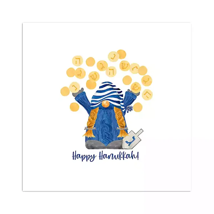 Hanukkah Decorations>Kirklands Home Dreidel Gelt Game Gnome Canvas Art Print