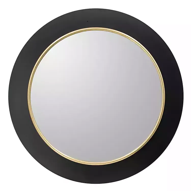 Kirklands Home Drew II Black and Gold Round LED Mirror Hot