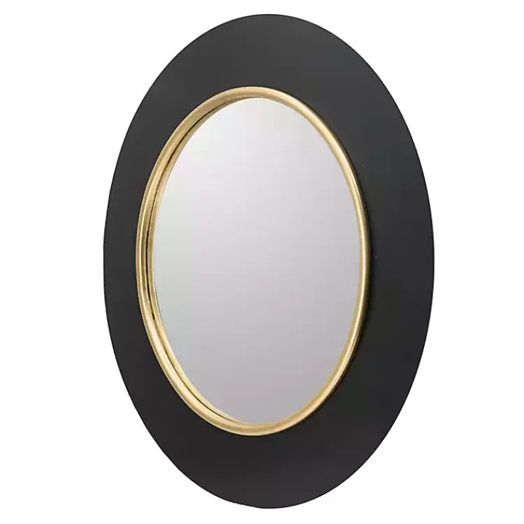 Kirklands Home Drew II Black and Gold Round LED Mirror Hot