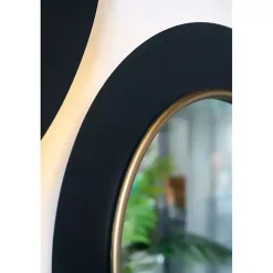 Kirklands Home Drew II Black and Gold Round LED Mirror Hot