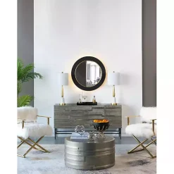 Kirklands Home Drew II Black and Gold Round LED Mirror Hot
