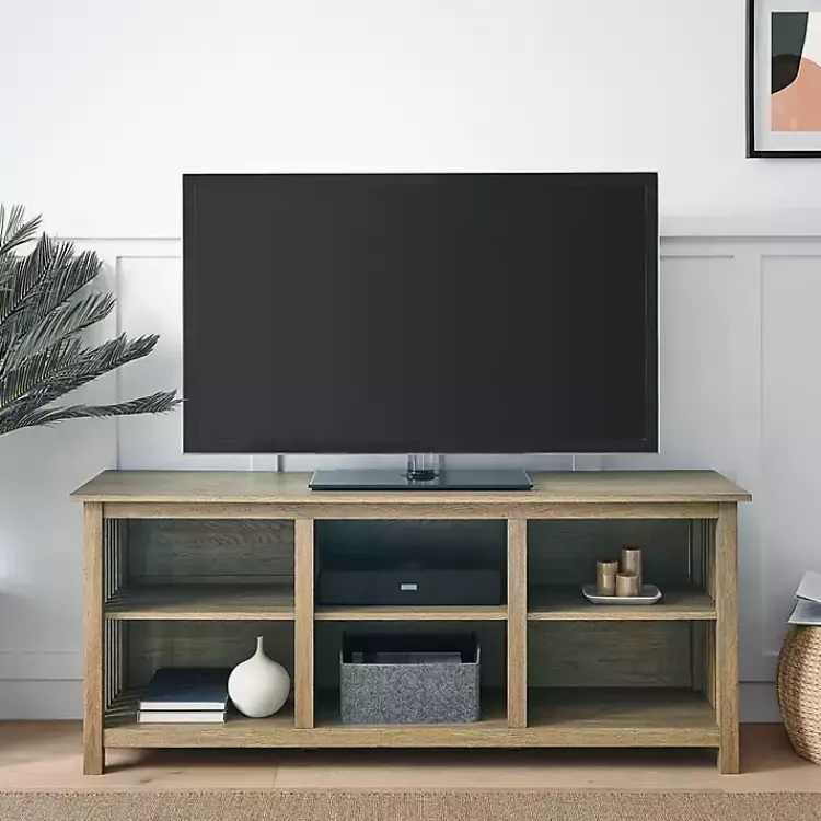 Kirklands Home Driftwood Slatted Sides Media Cabinet Gray Sale