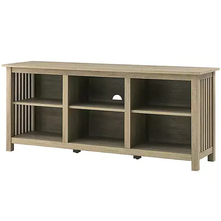 Kirklands Home Driftwood Slatted Sides Media Cabinet Gray Sale