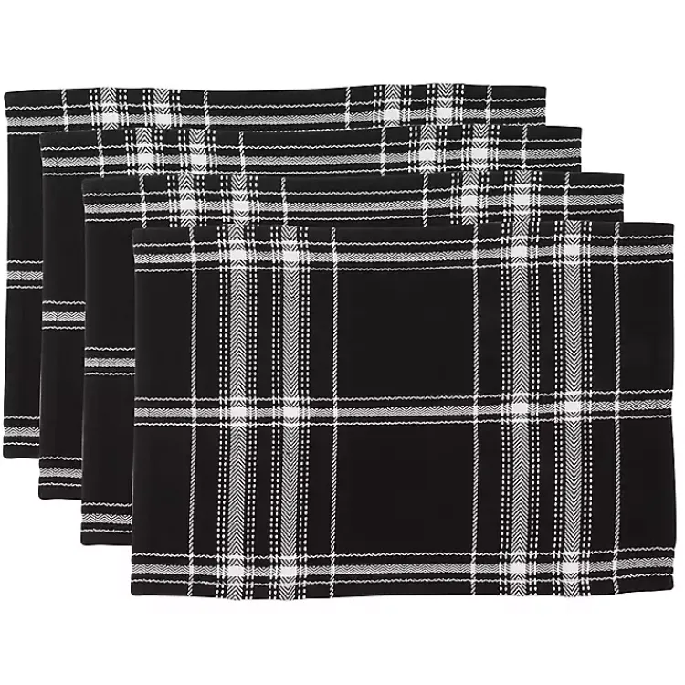 Kirklands Home Dual White and Black Cotton Placemats, Set of 4 Best