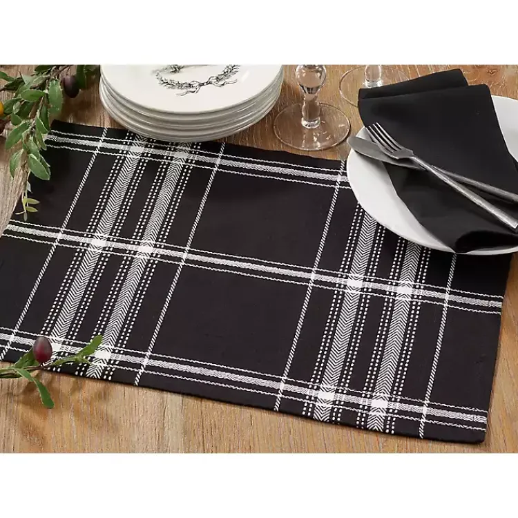 Kirklands Home Dual White and Black Cotton Placemats, Set of 4 Best