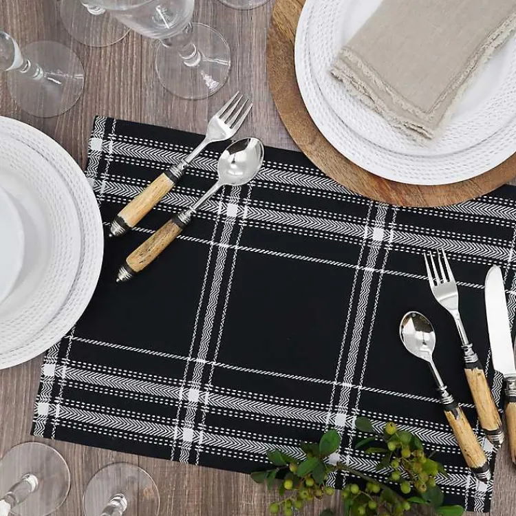 Kirklands Home Dual White and Black Cotton Placemats, Set of 4 Best