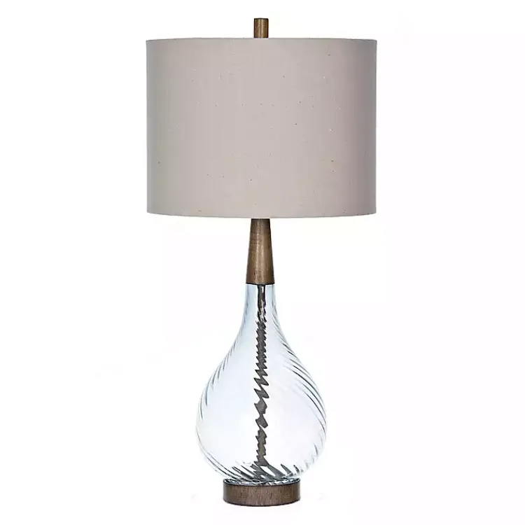 Kirklands Home Dusty Gray Blue Nora Glass Table Lamp Ivory New