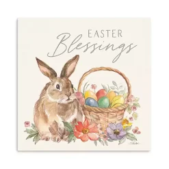 Easter Decorations>Kirklands Home Easter Blessings Bunny and Basket Canvas Art Print