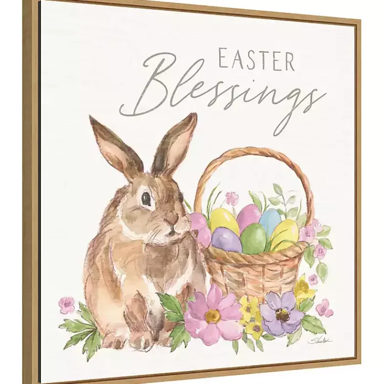 Easter Decorations>Kirklands Home Easter Blessings Bunny Framed Canvas Art Print Multi