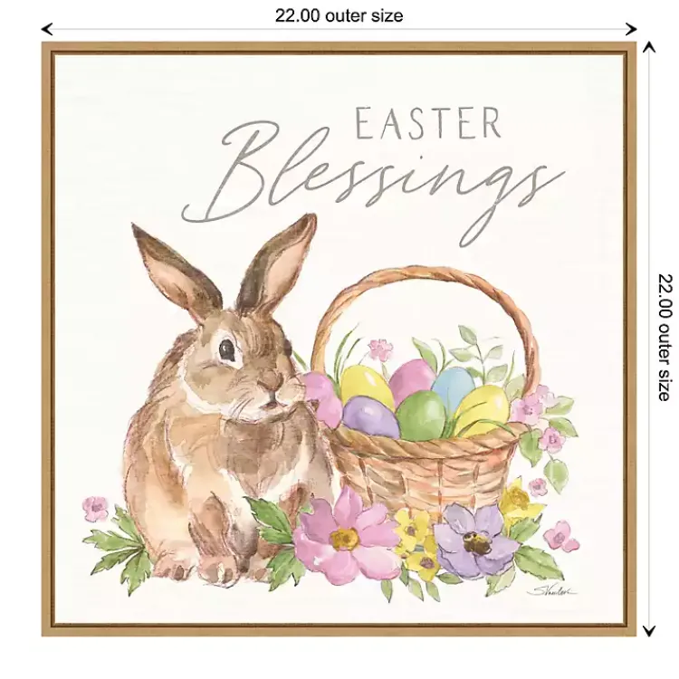 Easter Decorations>Kirklands Home Easter Blessings Bunny Framed Canvas Art Print Multi