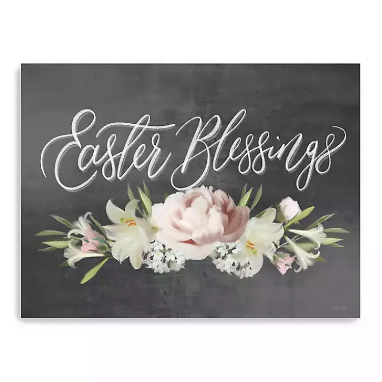 Easter Decorations>Kirklands Home Easter Blessings Floral Chalk Canvas Art Print