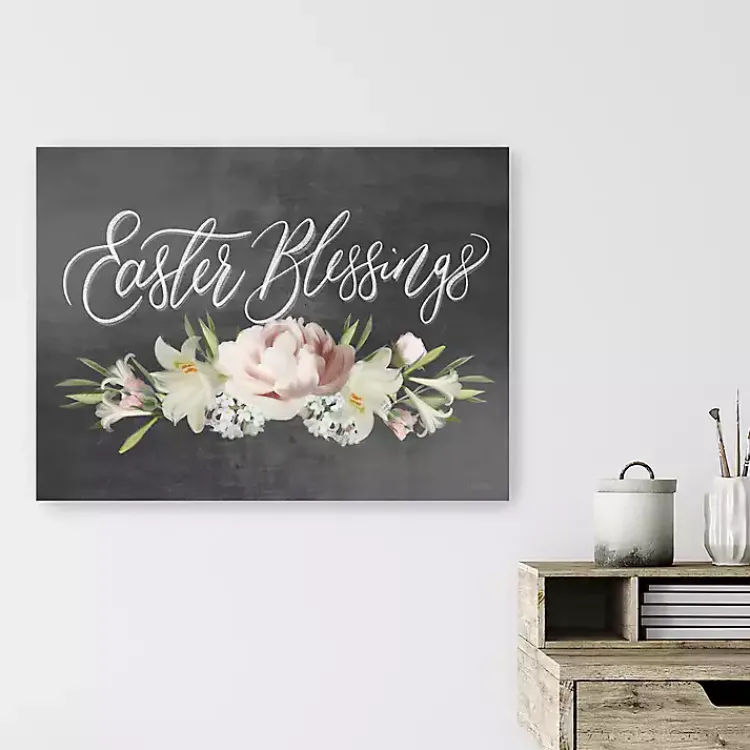 Easter Decorations>Kirklands Home Easter Blessings Floral Chalk Canvas Art Print