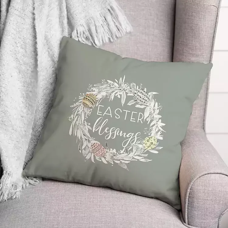Easter Decorations>Kirklands Home Easter Blessings Wreath Outdoor Throw Pillow