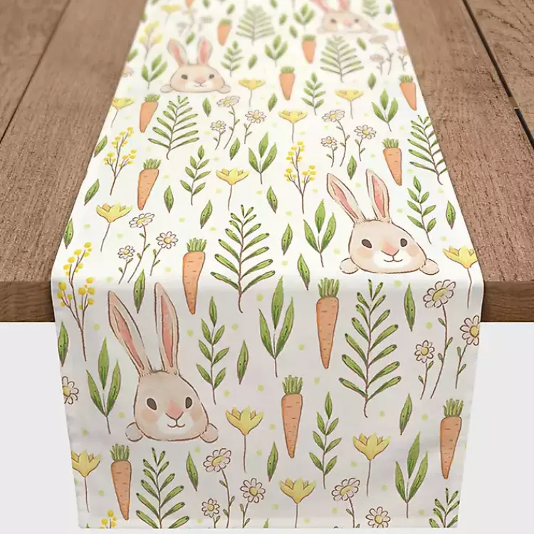 Easter Decorations>Kirklands Home Easter Bunnies and Carrots Table Runner, 72 in.
