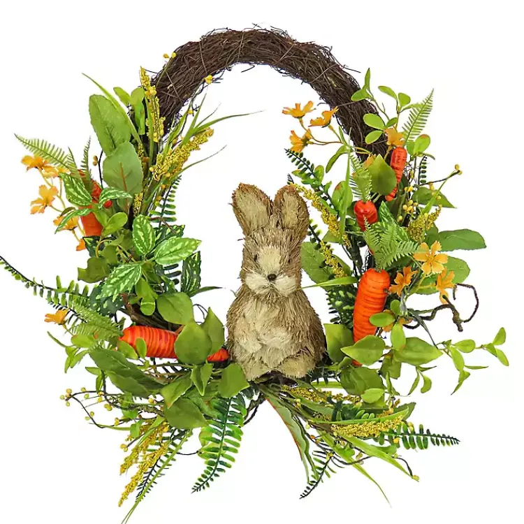 Easter Decorations>Kirklands Home Easter Bunny and Carrot Half Wreath