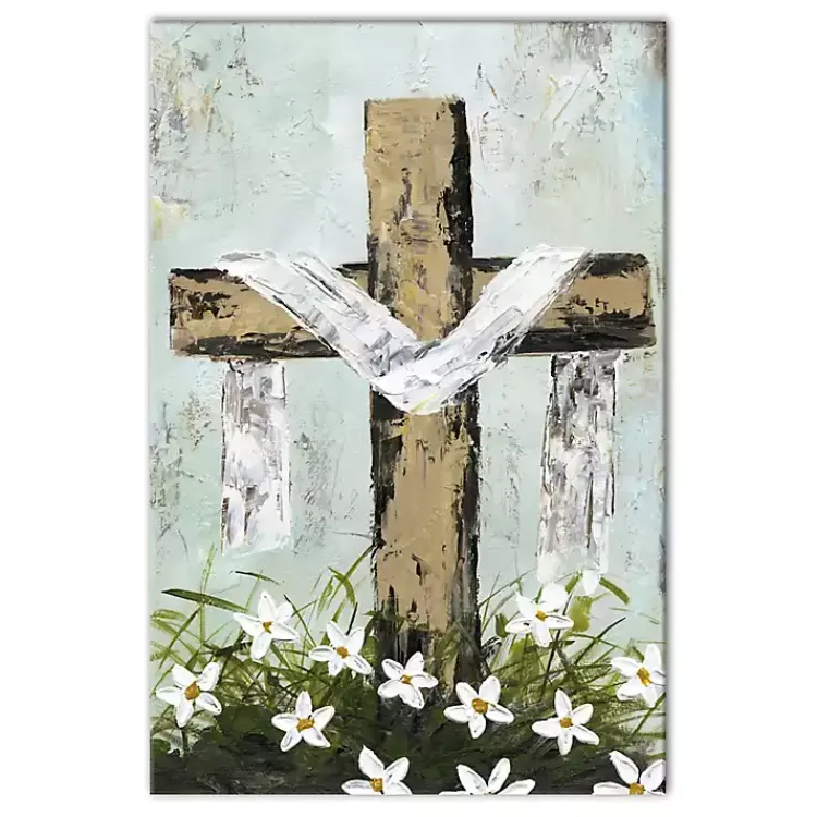 Easter Decorations>Kirklands Home Easter Cross Canvas Art Print Multi