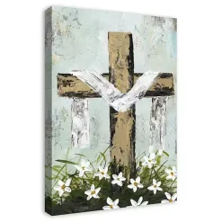 Easter Decorations>Kirklands Home Easter Cross Canvas Art Print Multi