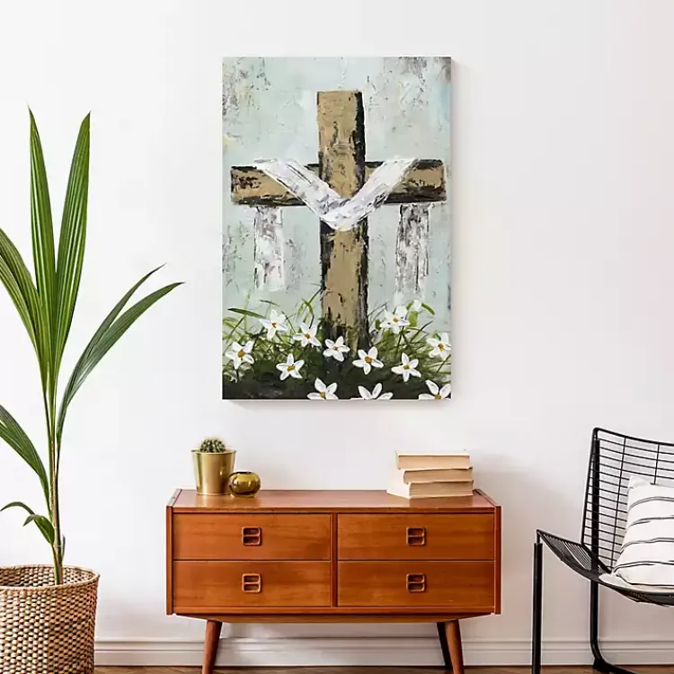 Easter Decorations>Kirklands Home Easter Cross Canvas Art Print Multi