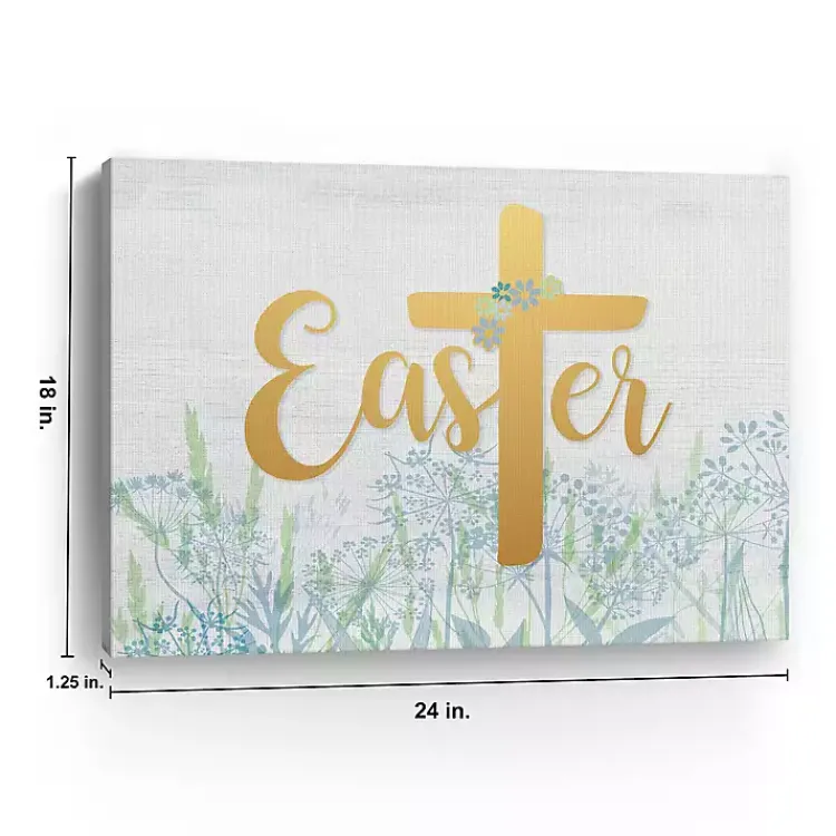 Easter Decorations>Kirklands Home Easter Cross Wildflower Canvas Art Print, 18x24 Blue