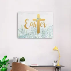 Easter Decorations>Kirklands Home Easter Cross Wildflower Canvas Art Print, 24x32 Blue