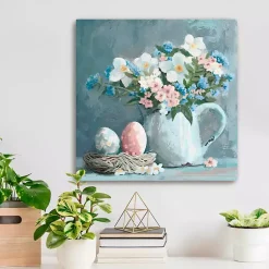 Easter Decorations>Kirklands Home Easter Eggs and Floral Jug Canvas Art Print