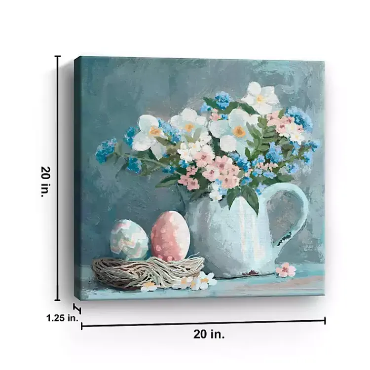 Easter Decorations>Kirklands Home Easter Eggs and Floral Jug Canvas Art Print