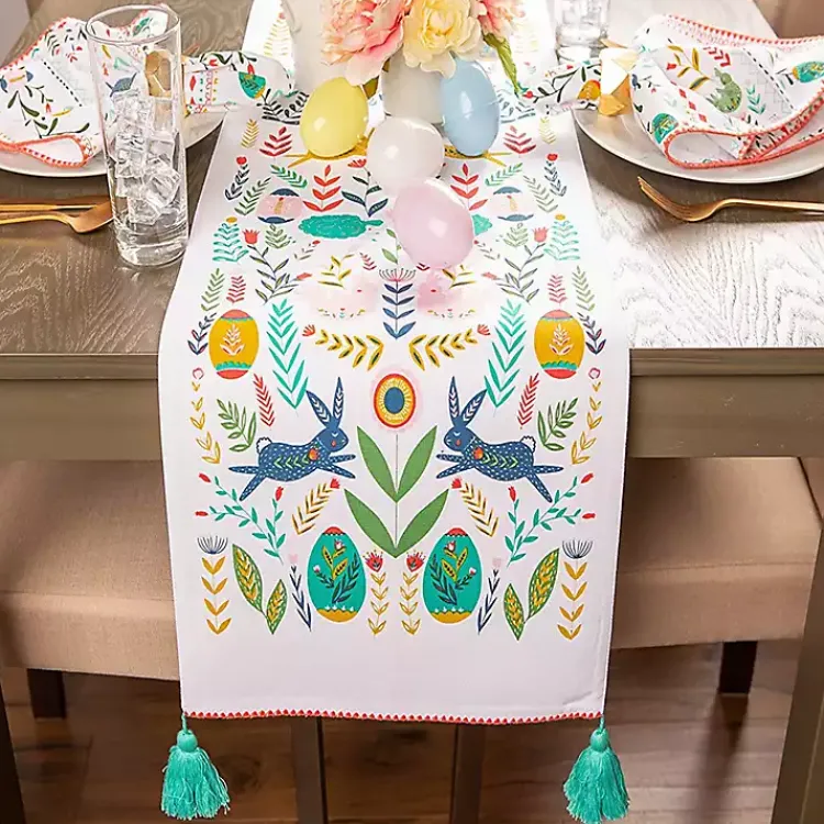 Easter Decorations>Kirklands Home Easter Garden Folk Table Runner, 72 in.