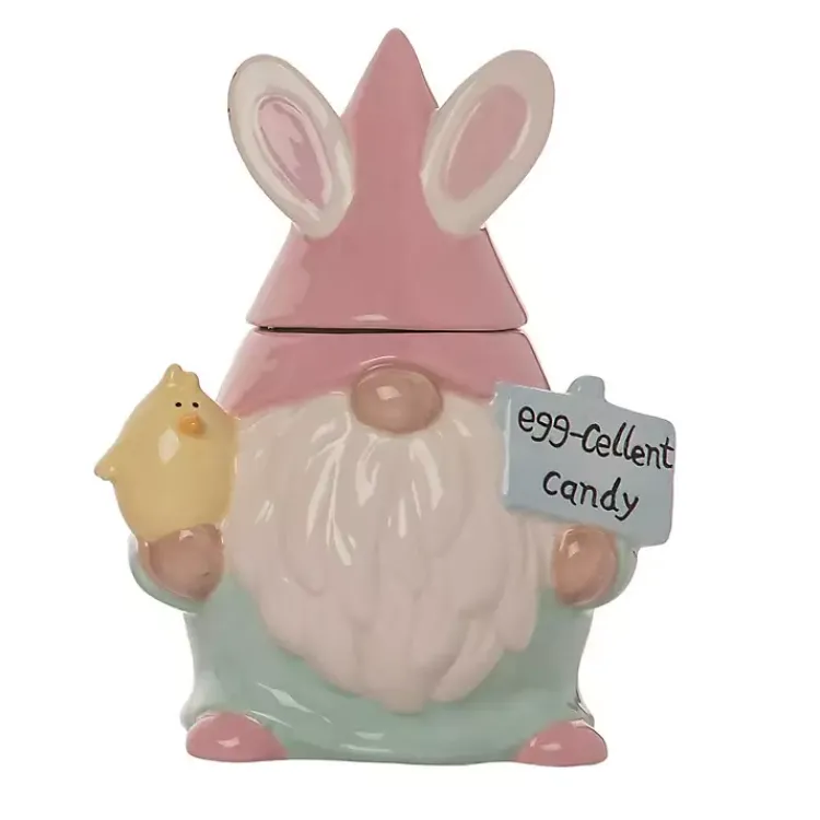 Easter Decorations>Kirklands Home Easter Gnome with Bunny Ears Cookie Jar