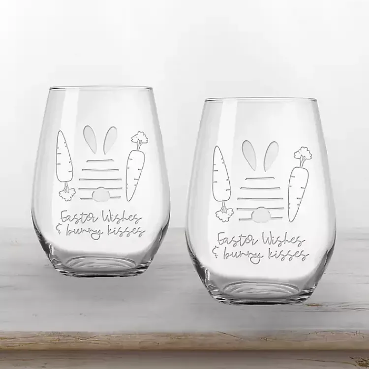 Easter Decorations>Kirklands Home Easter Wishes Engraved 2-pc. Wine Glass Set Clear