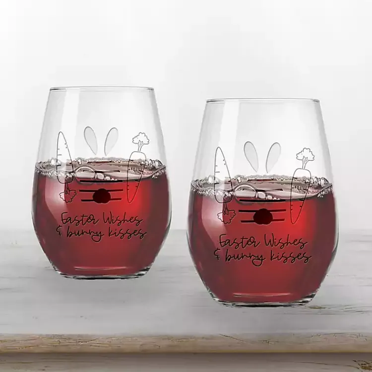 Easter Decorations>Kirklands Home Easter Wishes Engraved 2-pc. Wine Glass Set Clear