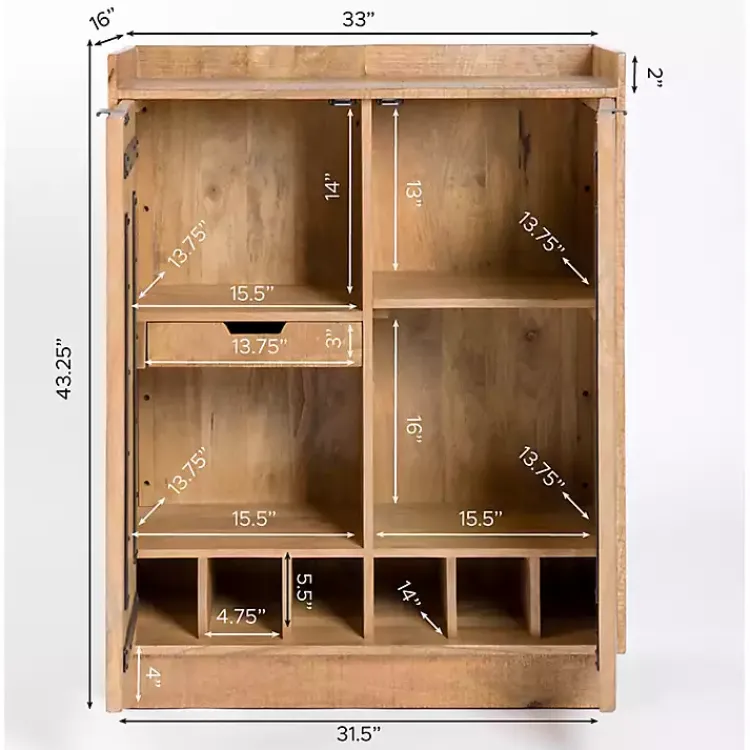 Kirklands Home Easton Mango Wood Bar Cabinet Tan Best