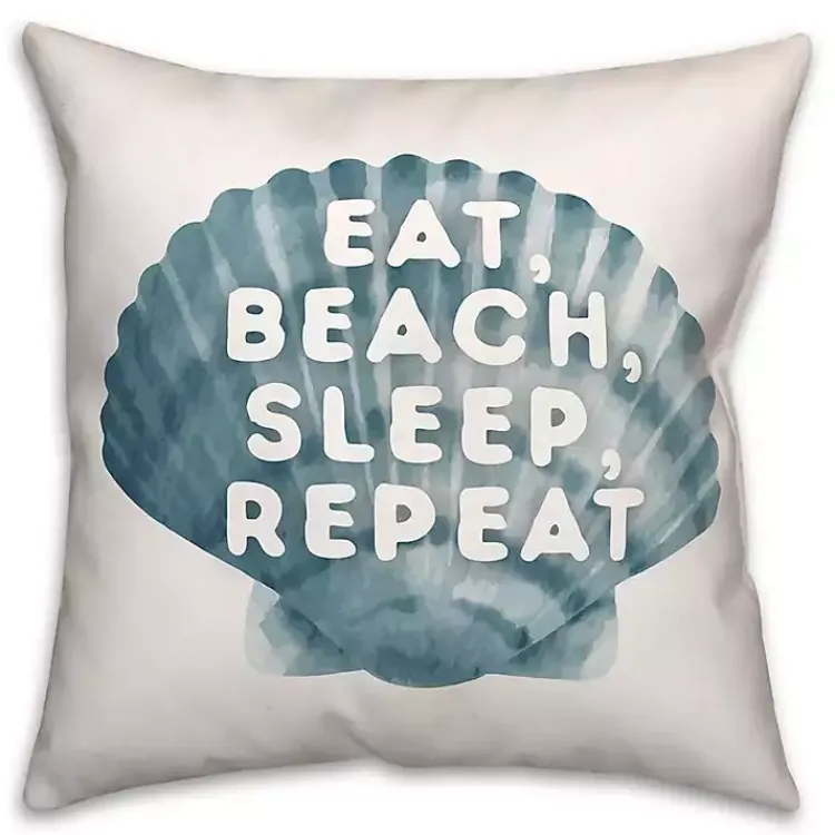 Kirklands Home Eat, Beach, Sleep, Repeat Outdoor Throw Pillow Clearance