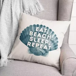 Kirklands Home Eat, Beach, Sleep, Repeat Outdoor Throw Pillow Clearance