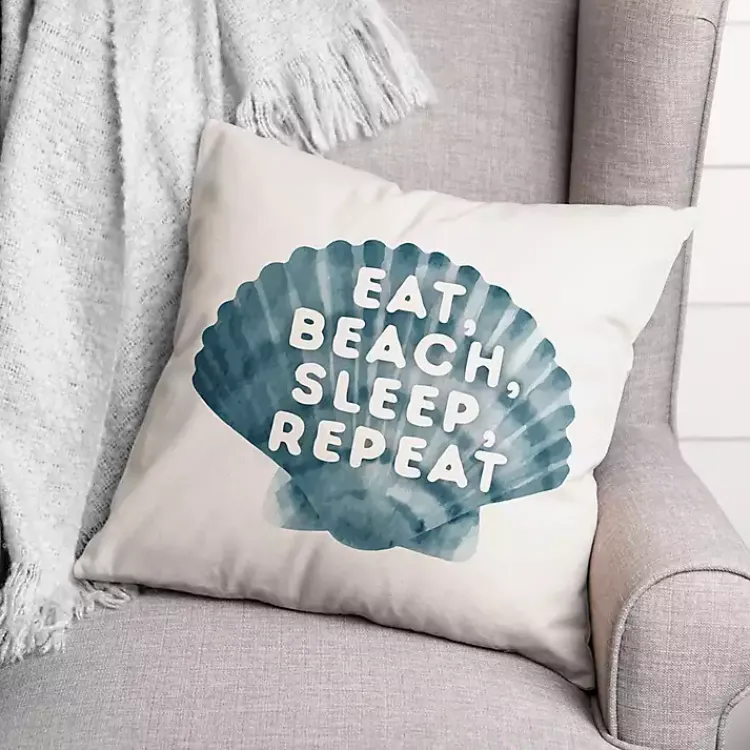 Kirklands Home Eat, Beach, Sleep, Repeat Outdoor Throw Pillow Clearance