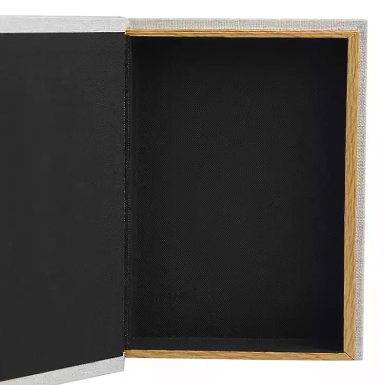Baskets & Boxes>Kirklands Home Eat, Drink, Nap Linen Book Boxes, Set of 3 Gray