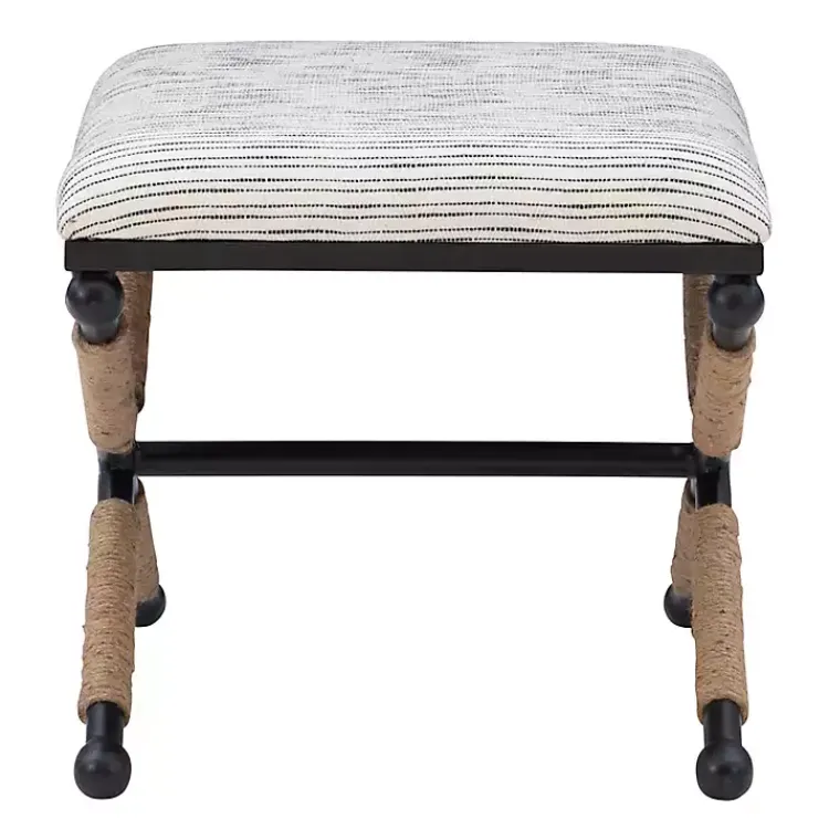 Kirklands Home Eclectic Black and White Striped X Frame Bench Outlet