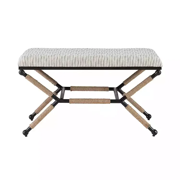 Kirklands Home Eclectic Black and White Striped X Frame Bench Sale