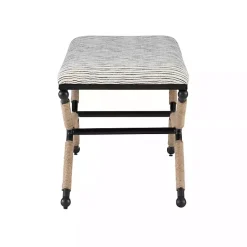 Kirklands Home Eclectic Black and White Striped X Frame Bench Sale