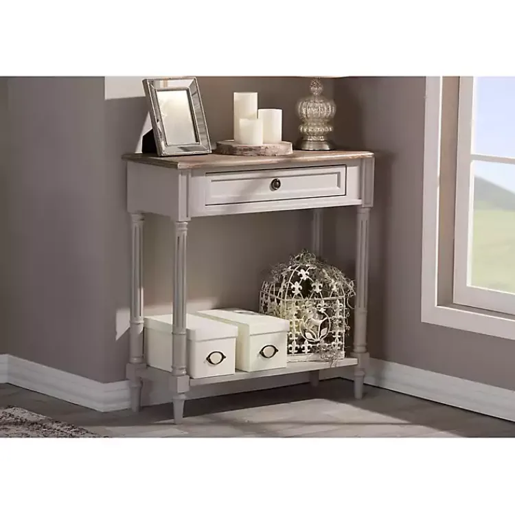 Kirklands Home Edward Gray Mindi Wood Fluted Console Table Outlet