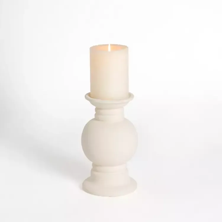 Candle Holders>Kirklands Home Eggshell Ceramic Pillar Candle Holder, 10 in. White