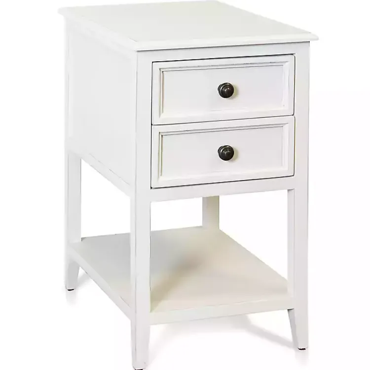 Kirklands Home Eggshell Slim Side Table with Shelf White Online