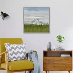 Kirklands Home Egret Meeting Framed Canvas Art Print Multi New