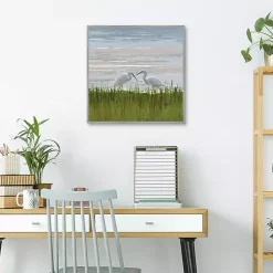 Kirklands Home Egret Meeting Framed Canvas Art Print Multi New